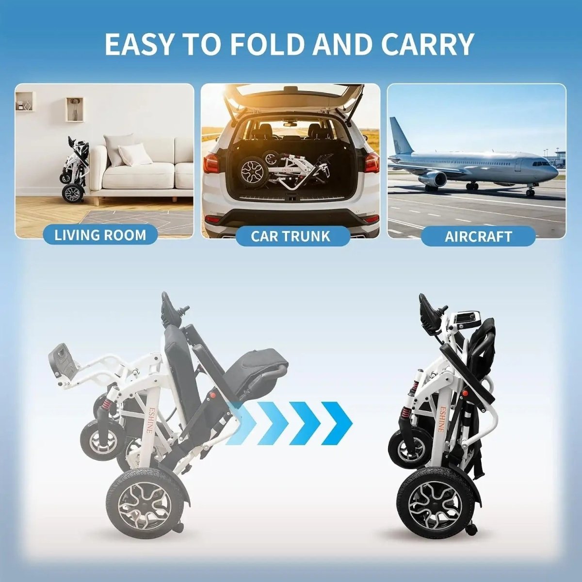 17" Seat Electric Wheelchair with 15 Miles Range - EshineSleep