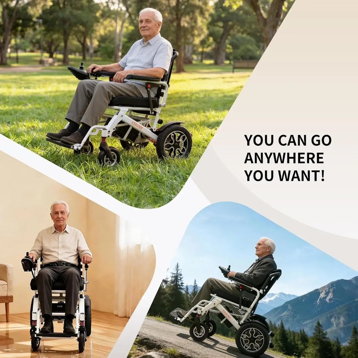 17" Seat Electric Wheelchair with 15 Miles Range - EshineSleep