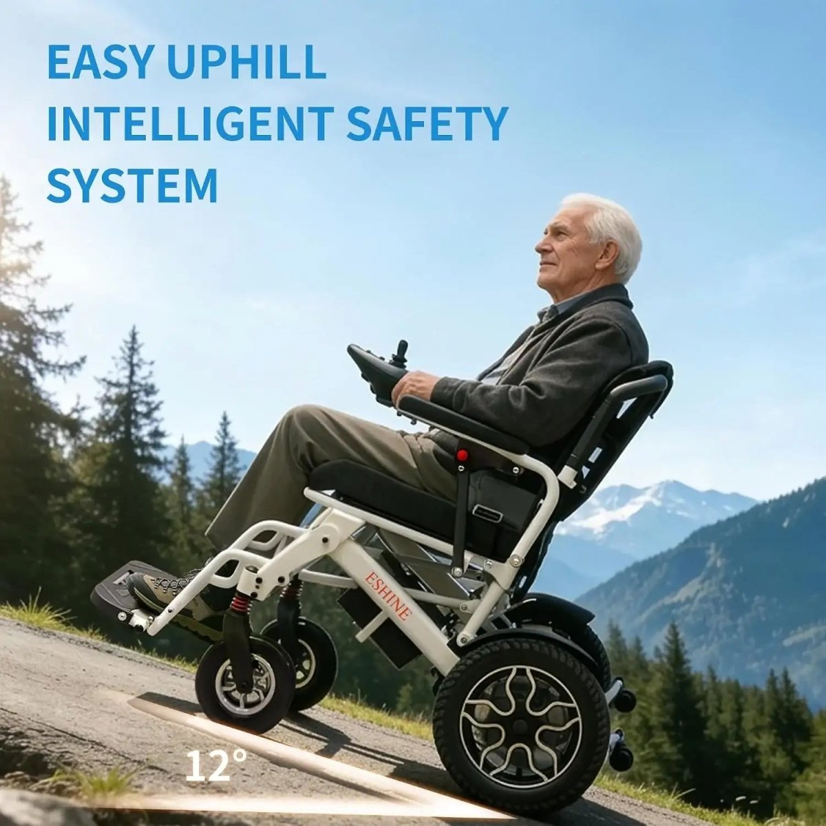 17" Seat Electric Wheelchair with 15 Miles Range - EshineSleep
