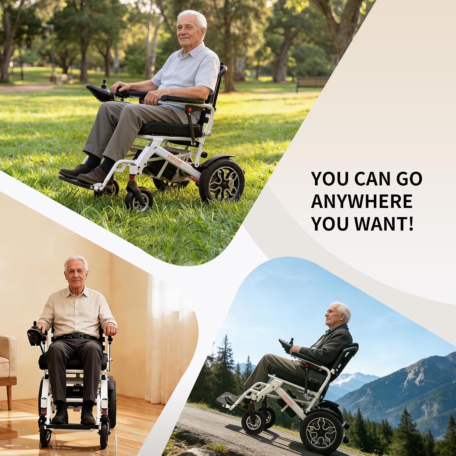 17" Seat Electric Wheelchair with 15 Miles Range