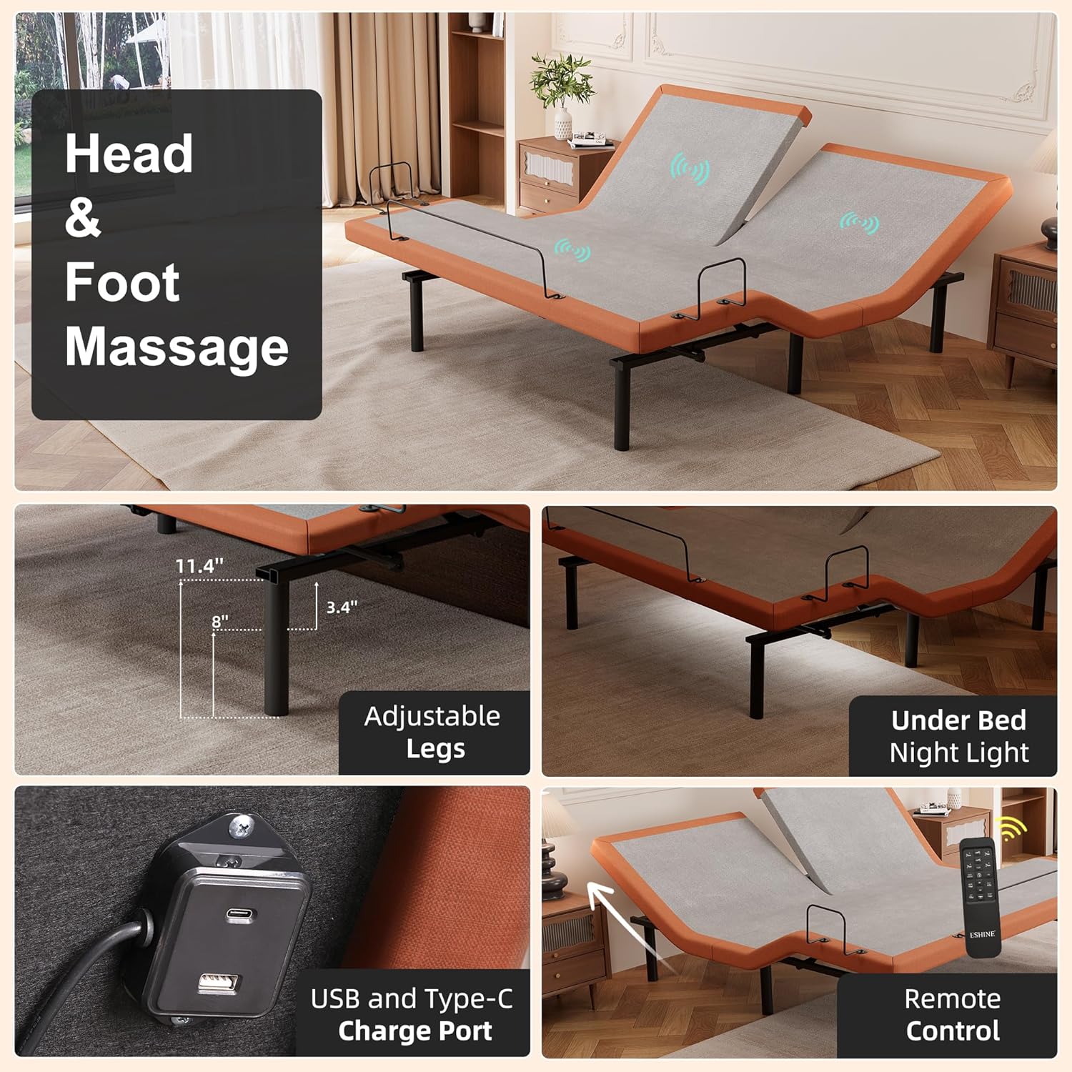 Split Top King Adjustable Bed Bundle