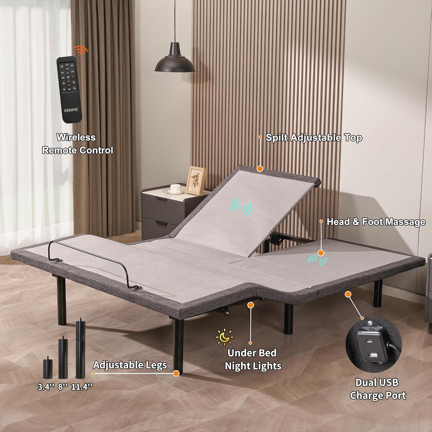 Split Top King Adjustable Bed Bundle