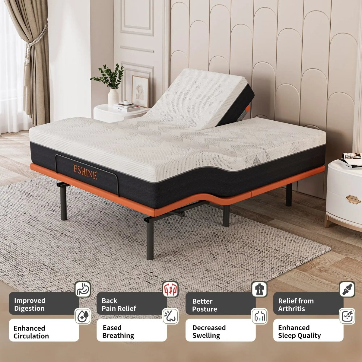 Split Top Queen Adjustable Bed Bundle - EshineSleep