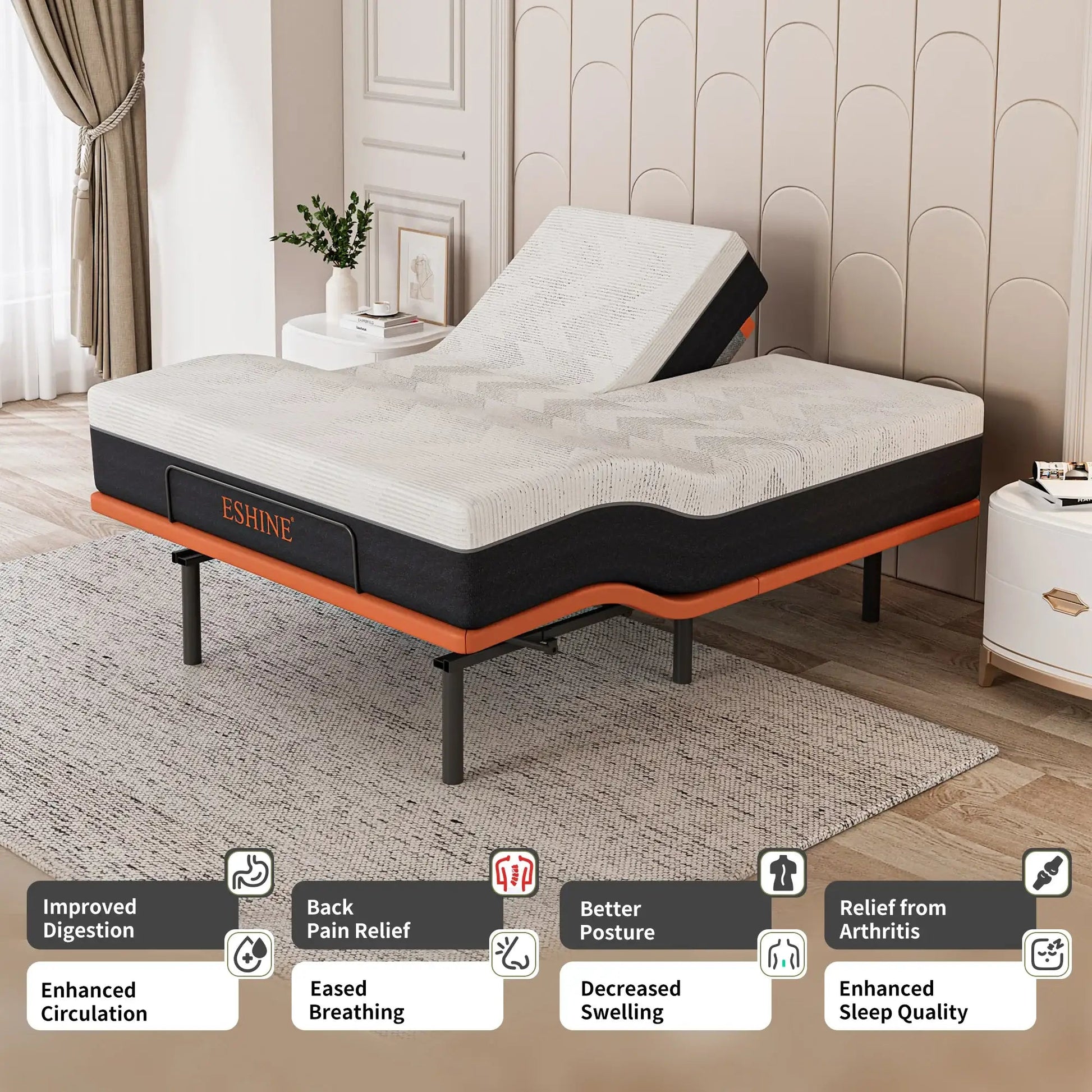 Split Top Queen Adjustable Bed Bundle - EshineSleep