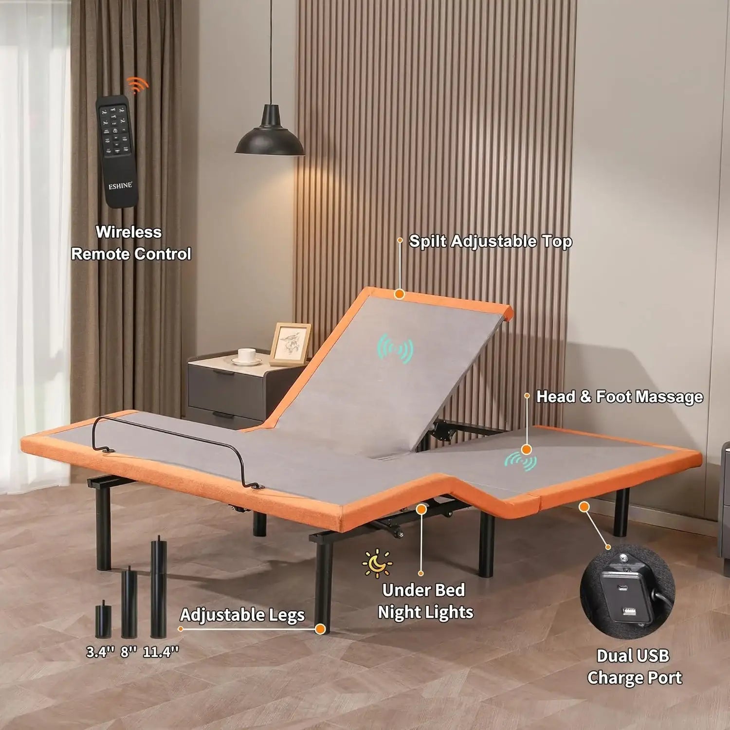 Split Top Queen Adjustable Bed Bundle - EshineSleep